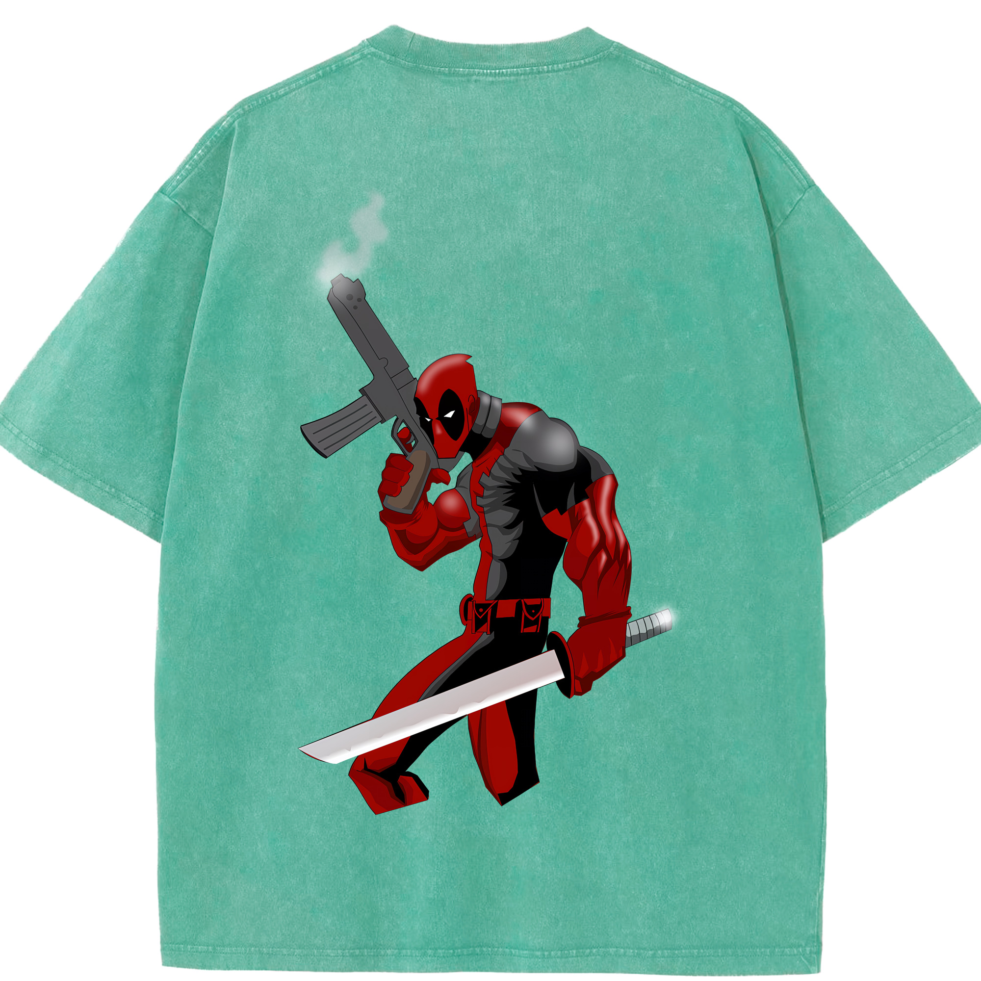 （画像用） Deadpool デッドプール 綿100% ヴィンテージ風 半袖Tシャツ（背面プリント）